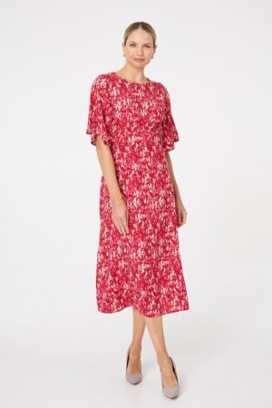 Ditsy Floral 1/2 Flare Sleeve Midi Dress