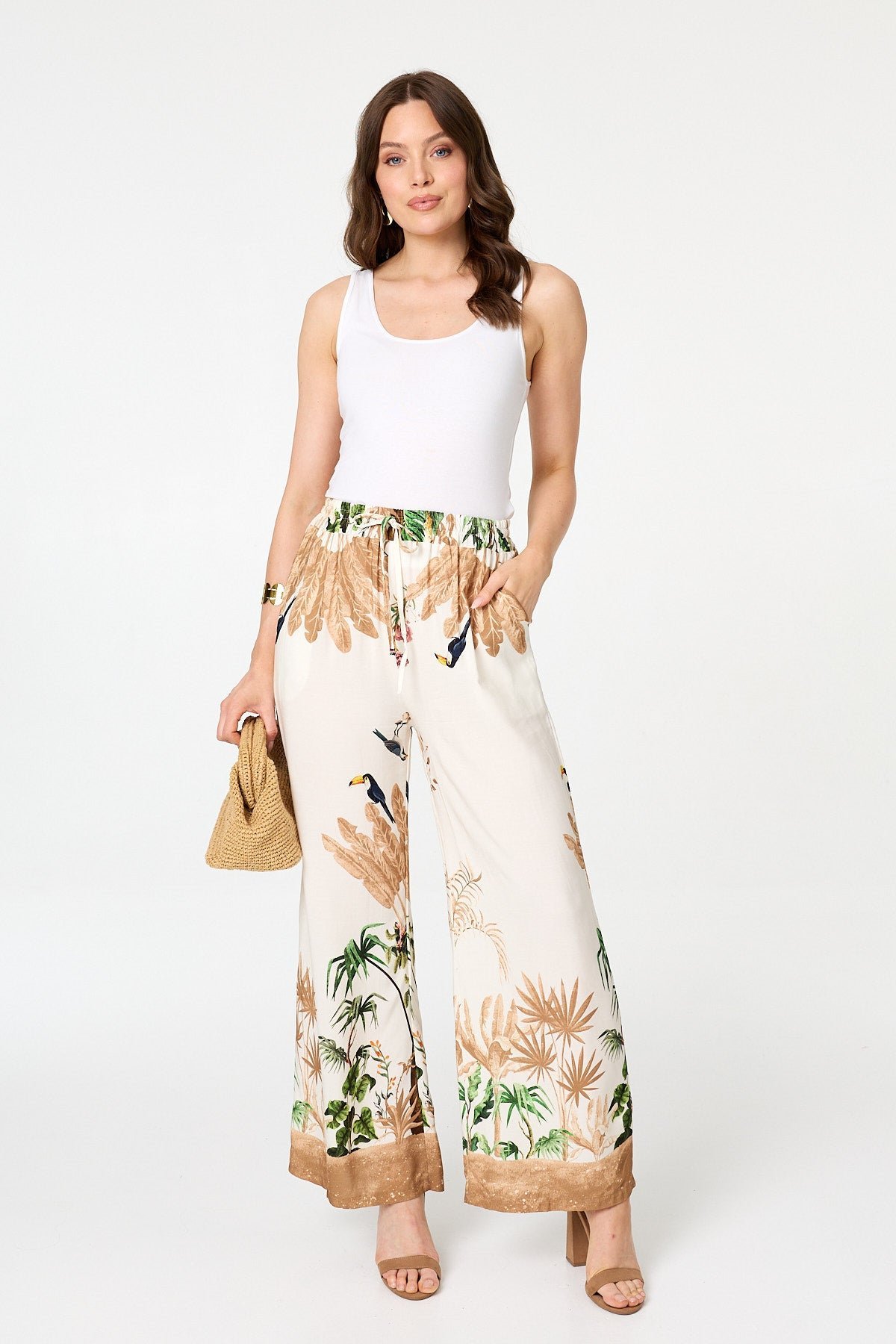 Tropical Wide High Waist Trousers