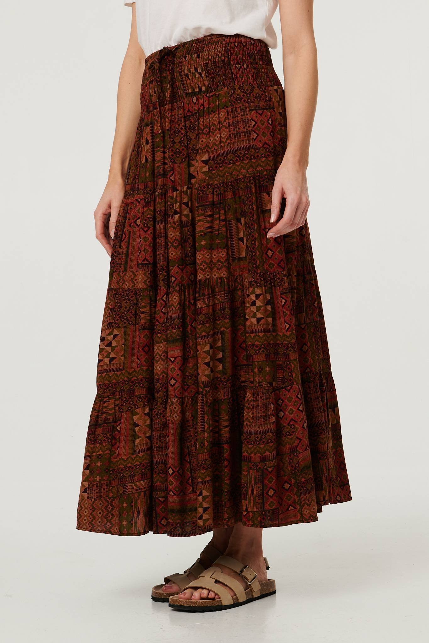 Patchwork Print High Waist Maxi Skirt - Image 2
