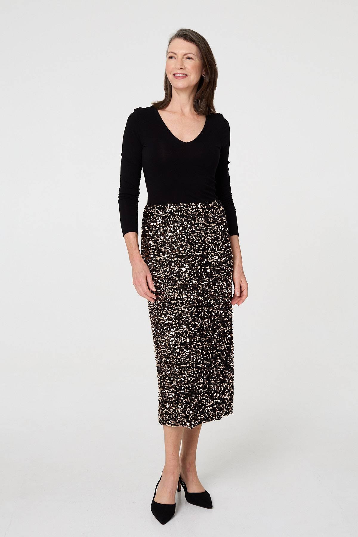 Sequin Embellished High Waist Midi Skirt - Image 2