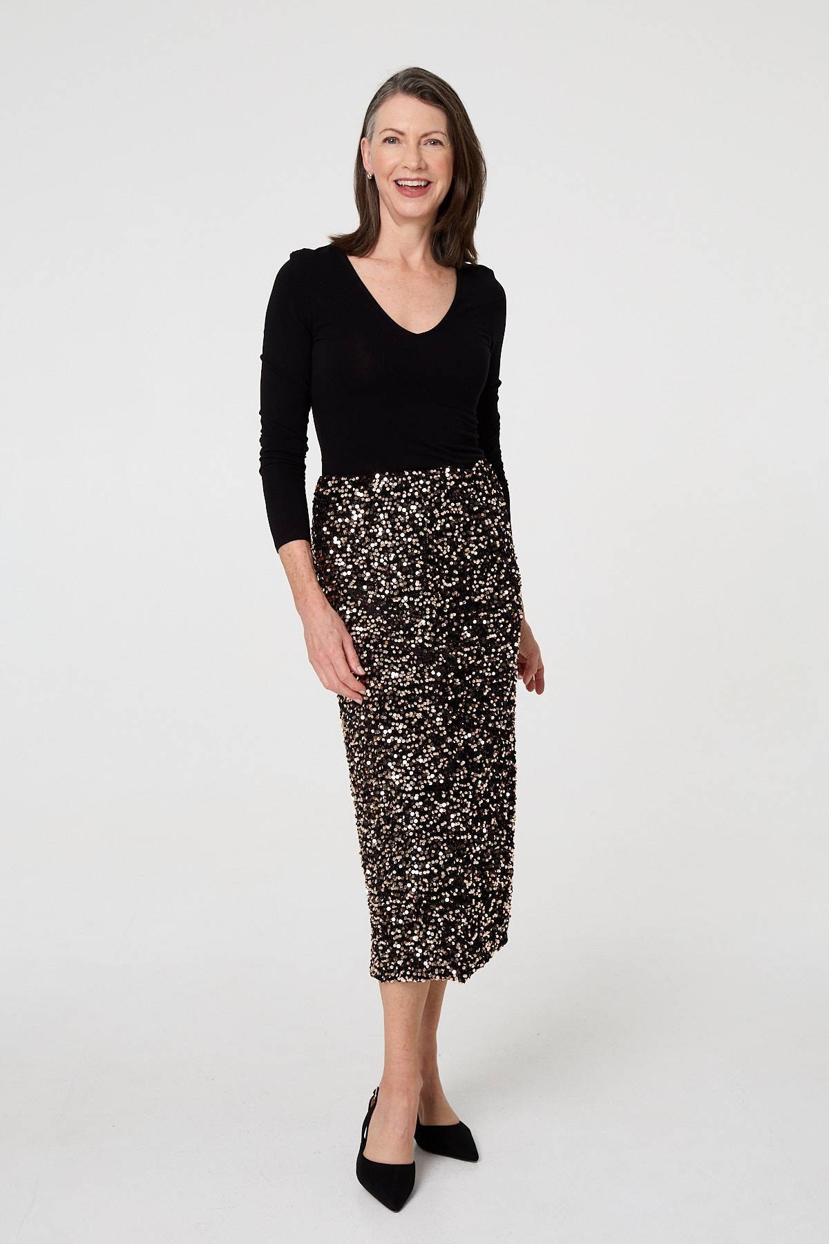 Sequin Embellished High Waist Midi Skirt - Image 4