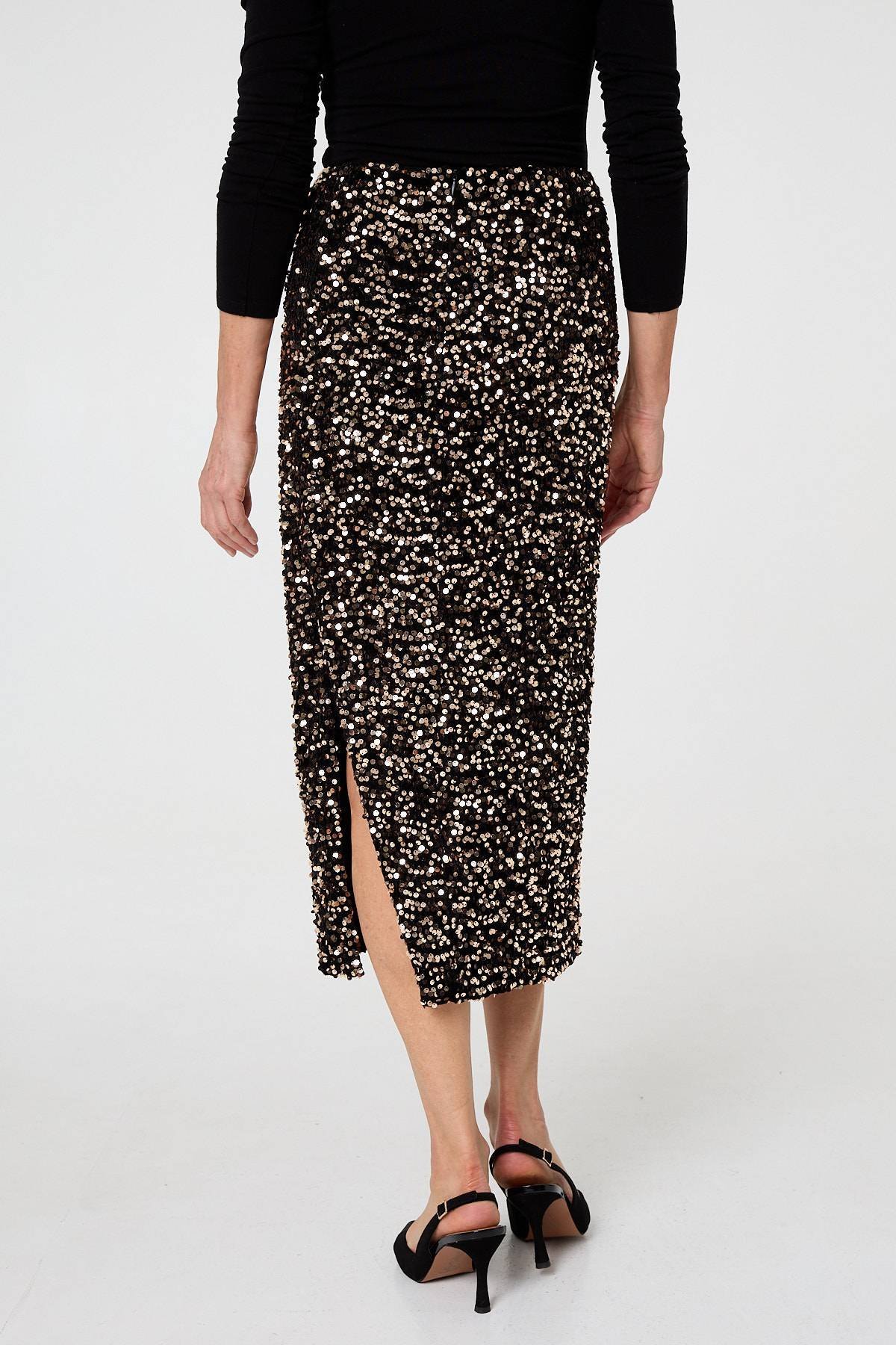 Sequin Embellished High Waist Midi Skirt - Image 6