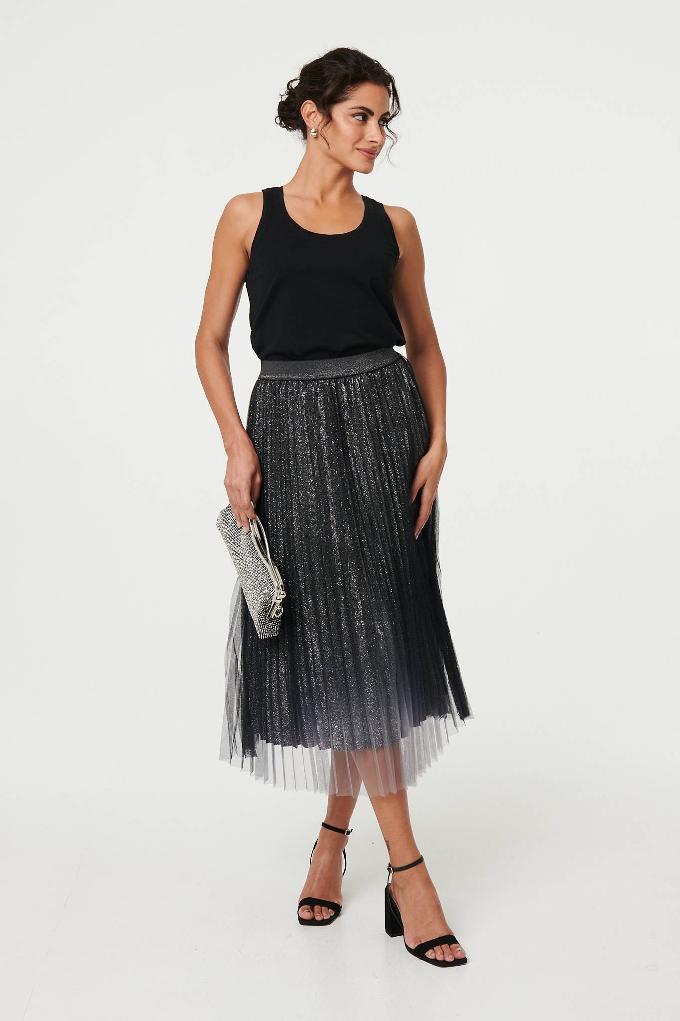 Sparkly Semi Sheer High Waist Midi Skirt - Image 7