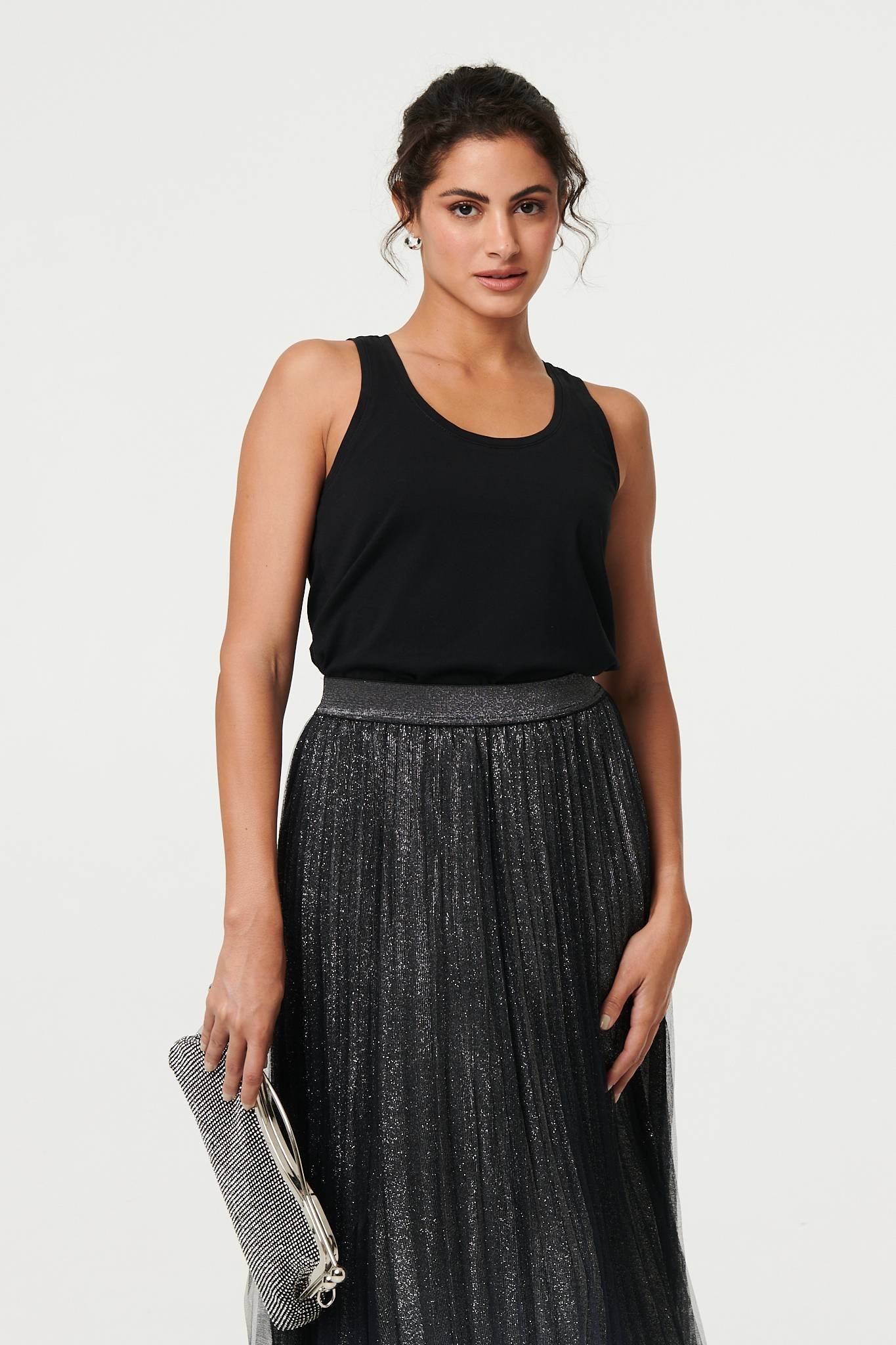 Sparkly Semi Sheer High Waist Midi Skirt - Image 4