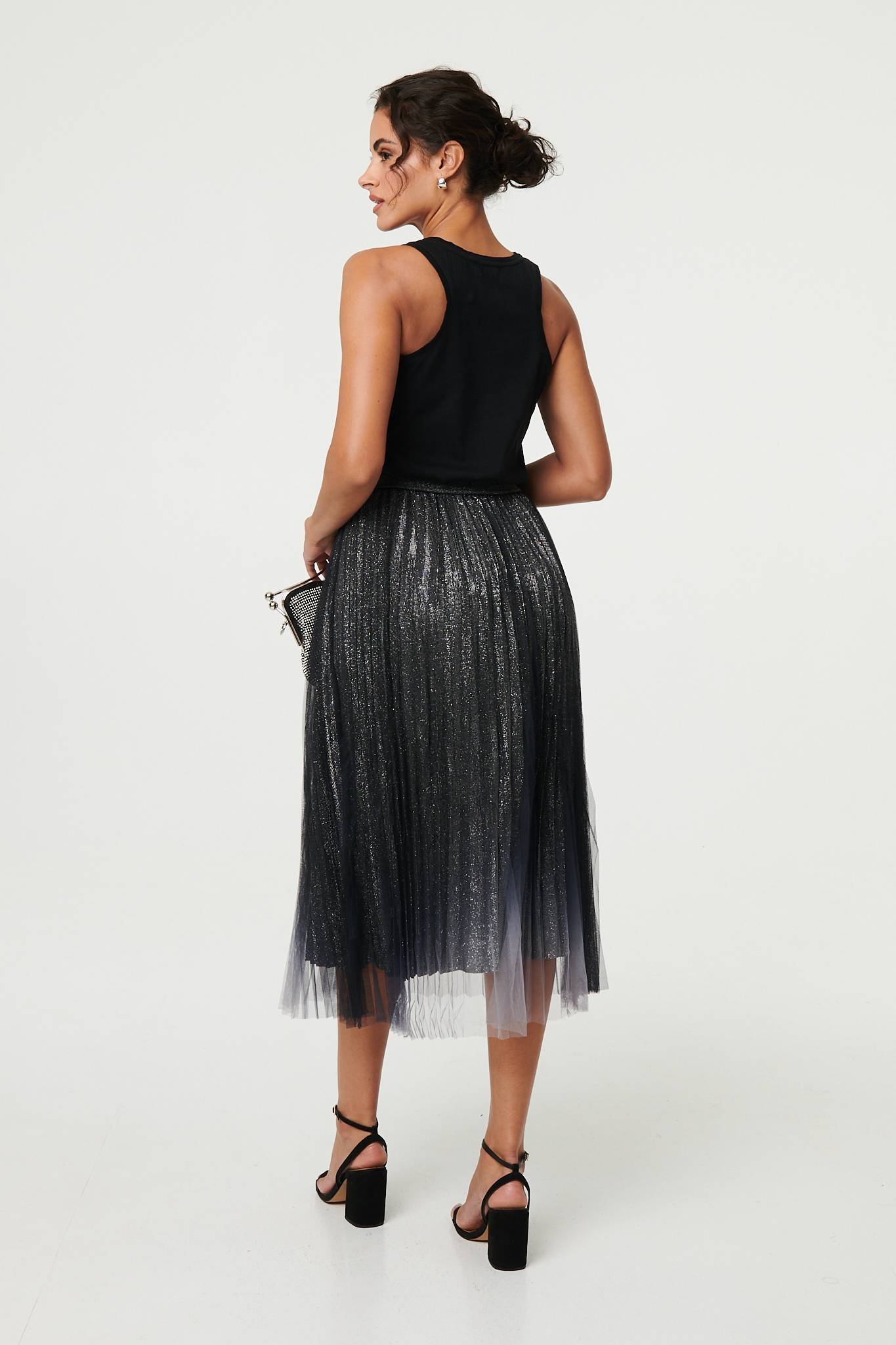 Sparkly Semi Sheer High Waist Midi Skirt - Image 3
