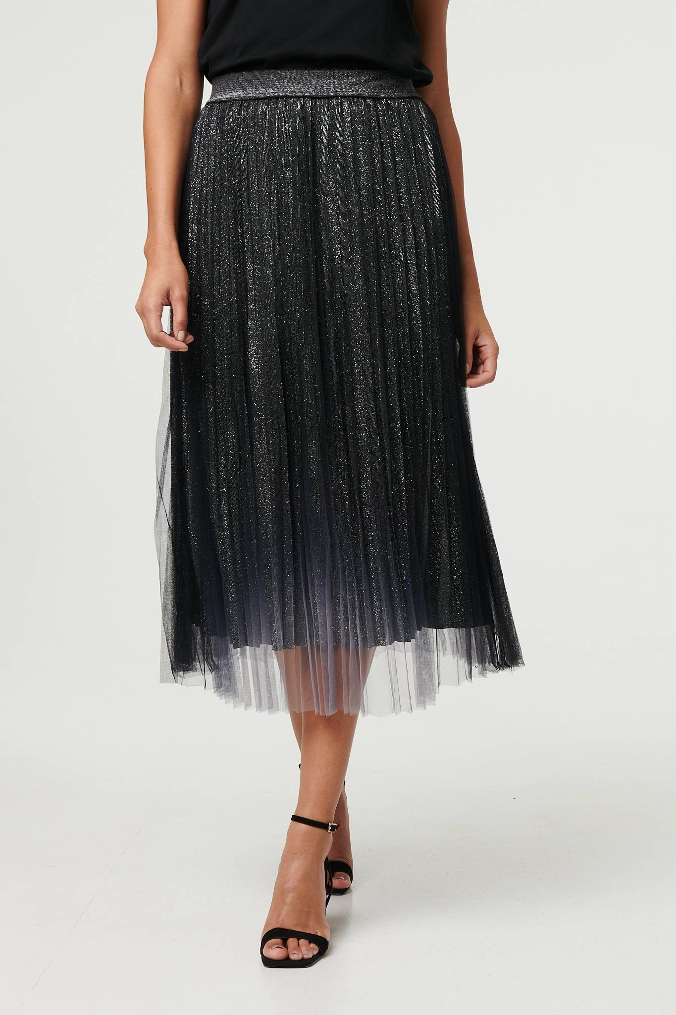 Sparkly Semi Sheer High Waist Midi Skirt - Image 2