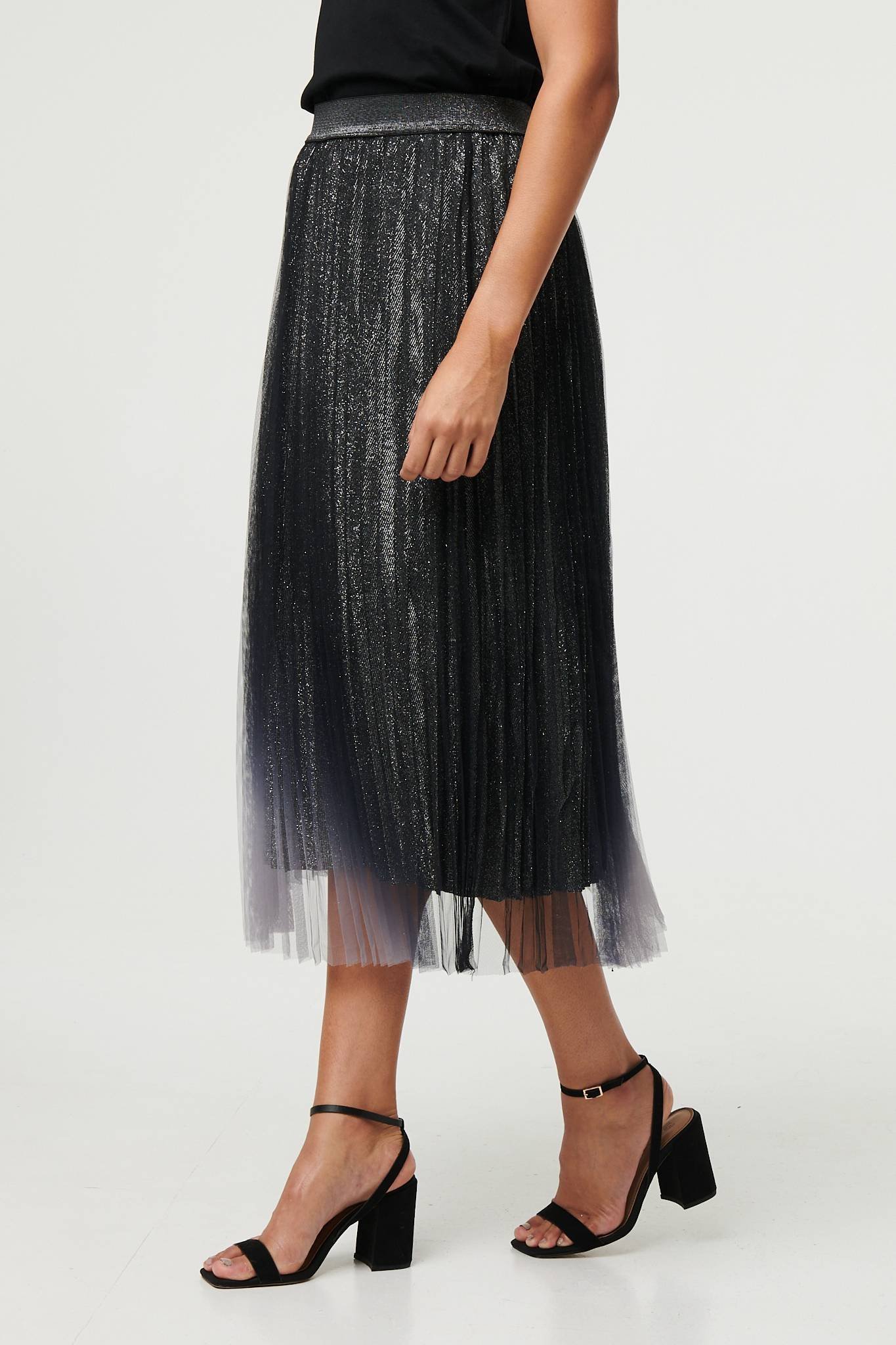 Sparkly Semi Sheer High Waist Midi Skirt - Image 6