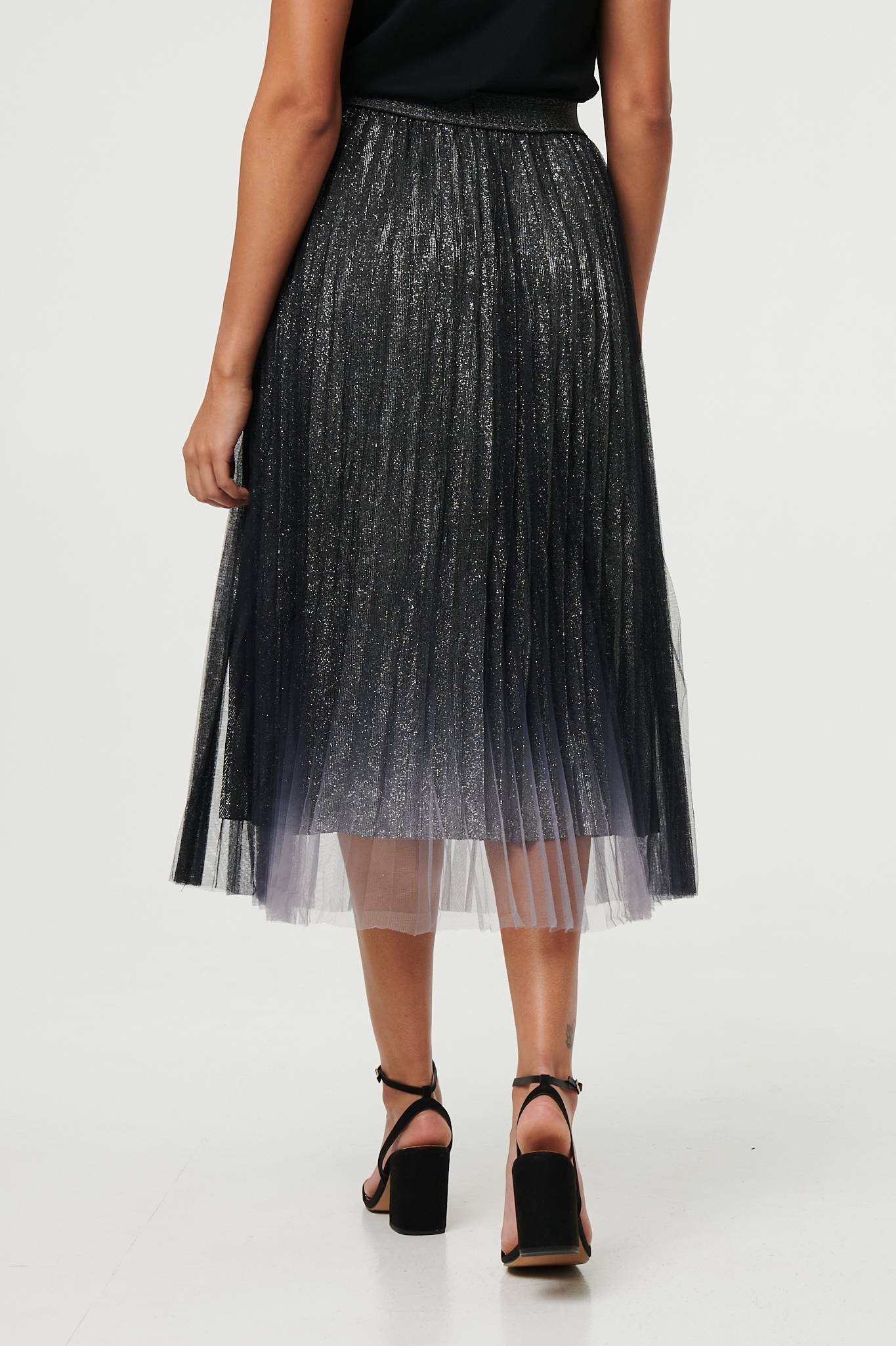 Sparkly Semi Sheer High Waist Midi Skirt - Image 5